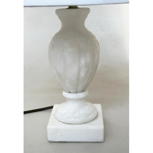 290 - TABLE LAMPS, two matched Italian alabaster each with turned column and shade. (2)