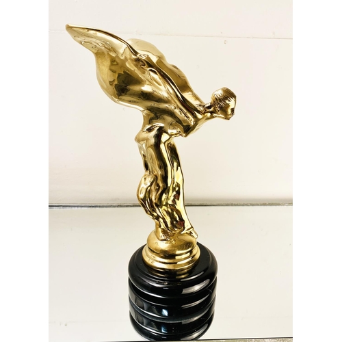 495 - SPIRIT OF ECSTASY STATUE, in gilt metal, 31cm H