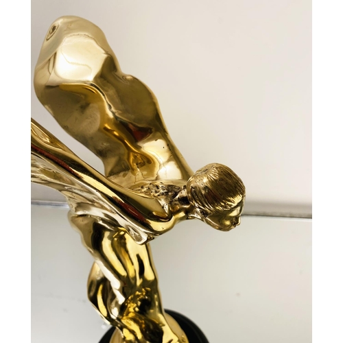 495 - SPIRIT OF ECSTASY STATUE, in gilt metal, 31cm H