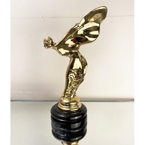 495 - SPIRIT OF ECSTASY STATUE, in gilt metal, 31cm H