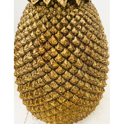 499 - DECORATIVE PINEAPPLES, a set of four, gilt finish, 32cm H x 27cm W x 17cm D. (4)