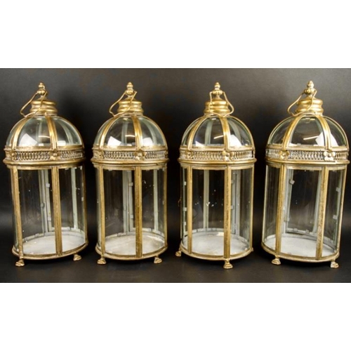 501 - LANTERNS, a set of four, Regency style gilt metal and glass, 46cm H x 19cm W x 19cm D. (4)