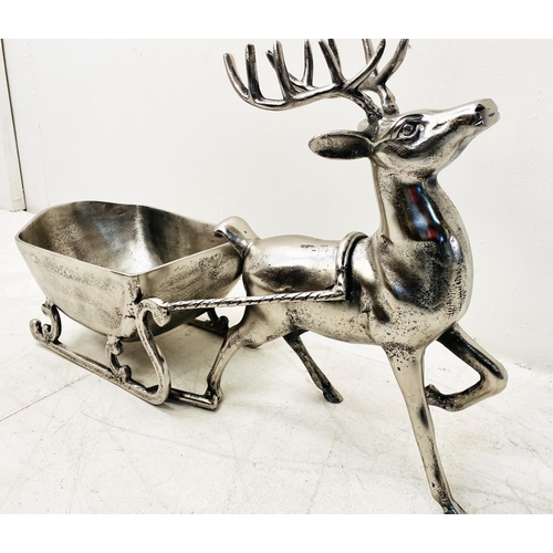 512 - FESTIVE CHAMPAGNE ICE BUCKET, in the form of a reindeer pulling a sleigh, 48cm H x 70cm W x 25cm D.