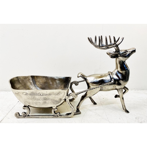 512 - FESTIVE CHAMPAGNE ICE BUCKET, in the form of a reindeer pulling a sleigh, 48cm H x 70cm W x 25cm D.