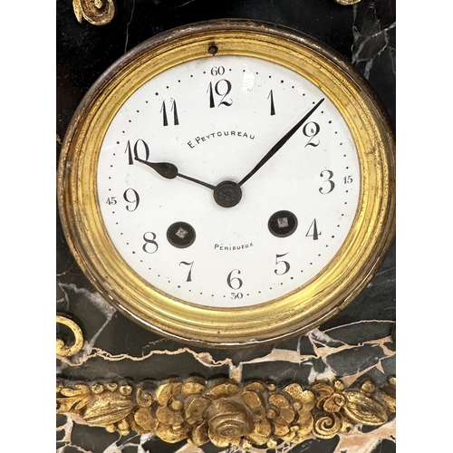 289 - ART DECO TIMEPIECE, early 20th century French Art Deco sienna marble arch form French 8 day movement... 