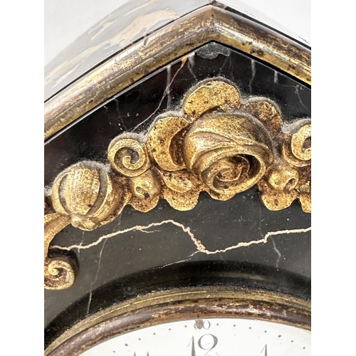 289 - ART DECO TIMEPIECE, early 20th century French Art Deco sienna marble arch form French 8 day movement... 