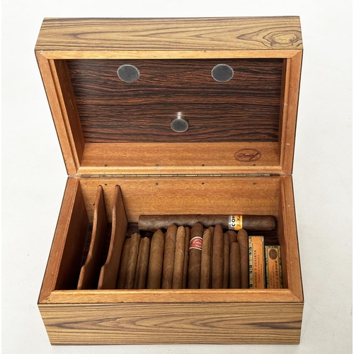 467 - DAVIDOFF HUMIDOR, walnut laminated enclosing cigar selection including Cuban.