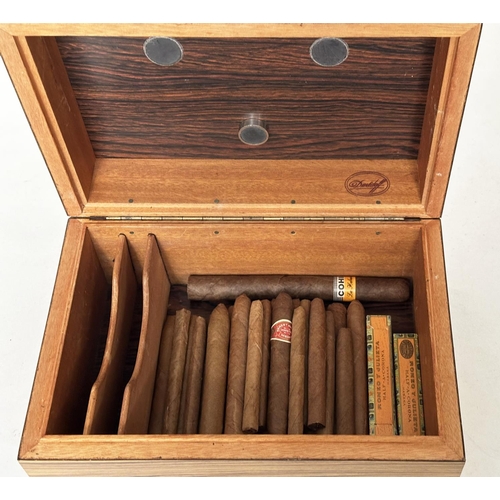 467 - DAVIDOFF HUMIDOR, walnut laminated enclosing cigar selection including Cuban.