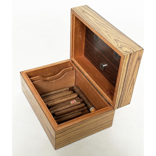 467 - DAVIDOFF HUMIDOR, walnut laminated enclosing cigar selection including Cuban.