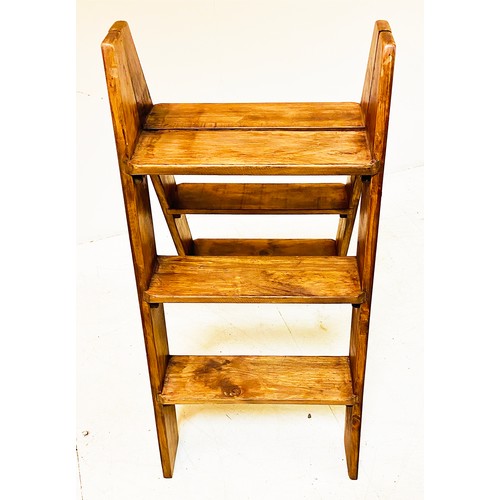 496 - STEP LADDER, wooden, with wine merchant decoration, 89cm H