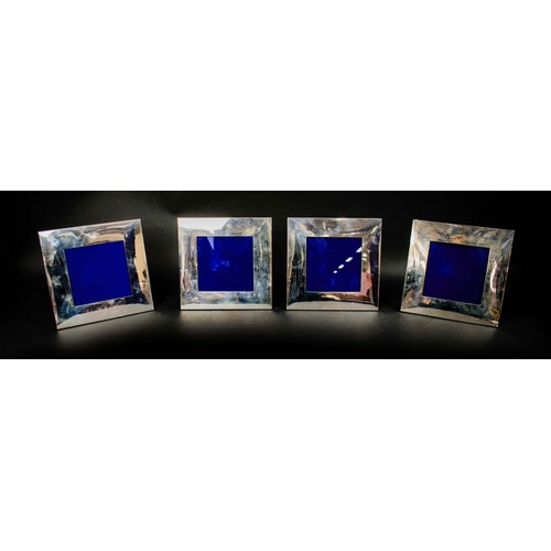 51 - PICTURE FRAMES, four, 925 silver square form one with fan detail, 25cms x 25cms . (4)