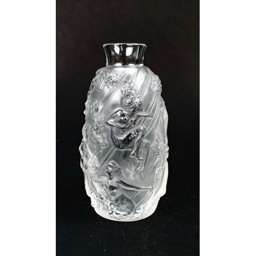 54 - LALIQUE 'FEMME FLEURS' BUD VASE, a dammpierre vase and two whiskey tumbles all with original boxes. ... 