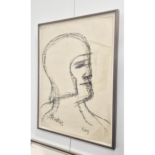 148 - DAME ELIZABETH FRINK R.A. (1930-1993), 'King, 1963', charcoal, signed, dated and titled, 76cm x 55cm... 