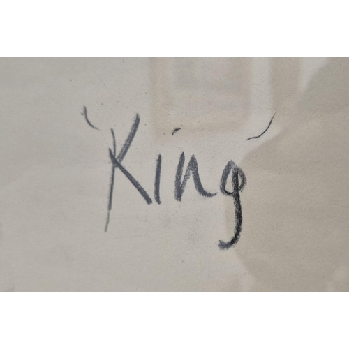 148 - DAME ELIZABETH FRINK R.A. (1930-1993), 'King, 1963', charcoal, signed, dated and titled, 76cm x 55cm... 