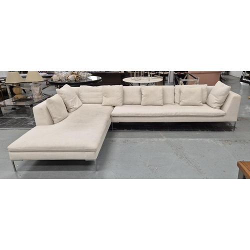 519 - B&B ITALIA CHARLES CORNER SOFA, by Antonio Citterio, in neutral linen upholstery, 75cm H x 358cm x 2... 