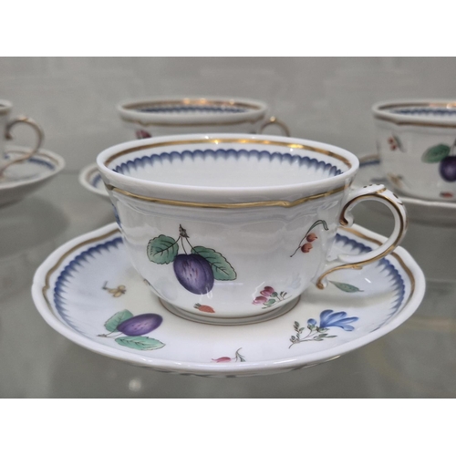 56 - RICHARD GINORI PART TEA SET, 'Italian fruit'  pattern comprising ten tea cups and saucers with two s... 