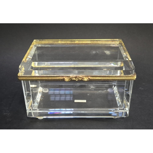 63 - CUT GLASS CASKET, Baccarat style with gilt mounts, 16cm x 10cm x 11cm H.