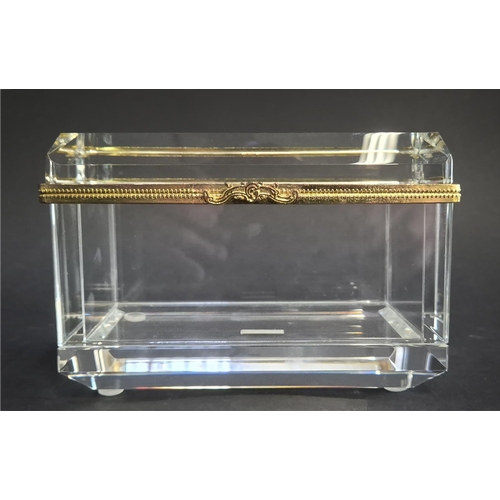 63 - CUT GLASS CASKET, Baccarat style with gilt mounts, 16cm x 10cm x 11cm H.