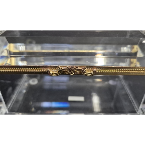 63 - CUT GLASS CASKET, Baccarat style with gilt mounts, 16cm x 10cm x 11cm H.