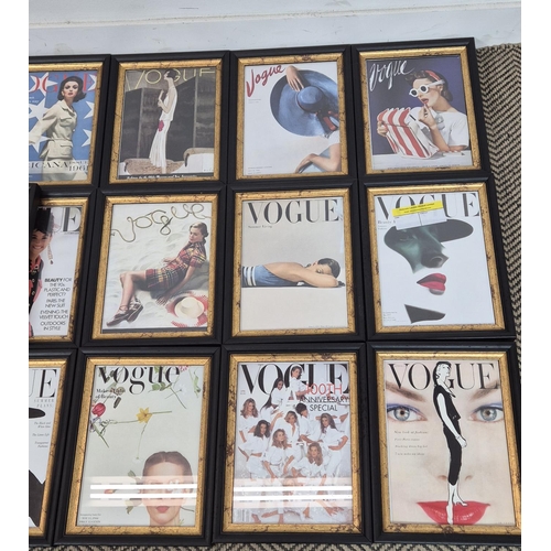 198 - VOGUE COVER PRINTS, a set of 25, each 33cm x 26cm, framed. (25)