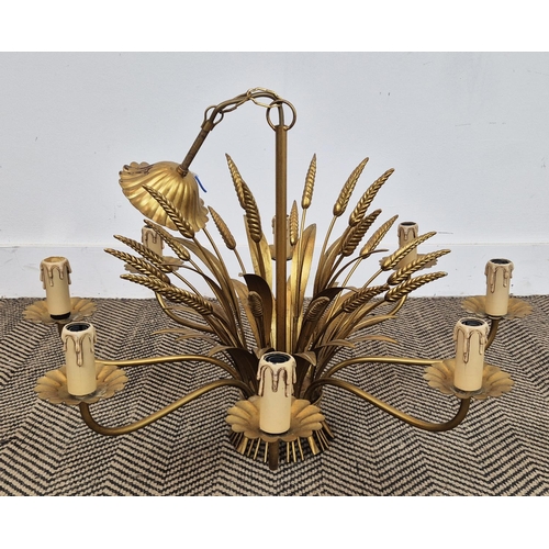 488 - WHEATSHEAF CHANDELIER, gilt metal, 50cm H x 66cm.