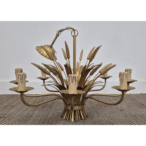 488 - WHEATSHEAF CHANDELIER, gilt metal, 50cm H x 66cm.