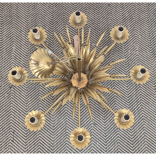 488 - WHEATSHEAF CHANDELIER, gilt metal, 50cm H x 66cm.