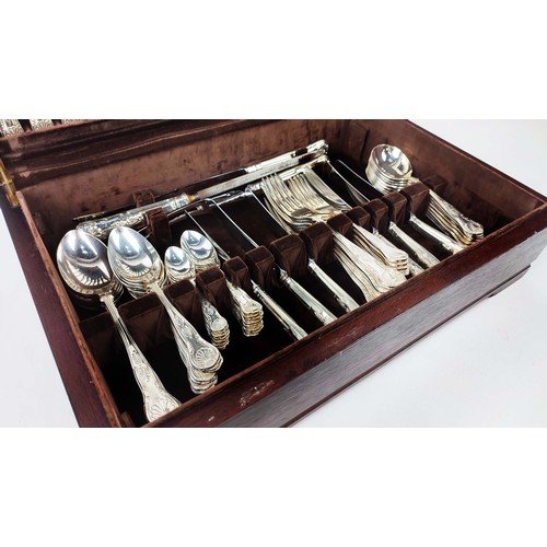 89 - HARRODS CANTEEN, of silver plated cutlery, eight place settings with serving spoons and carving set,... 