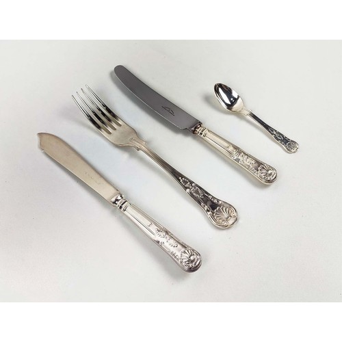 89 - HARRODS CANTEEN, of silver plated cutlery, eight place settings with serving spoons and carving set,... 