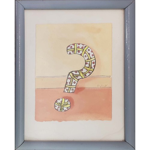 194 - PATRICK HUGHES (British b.1939), 'Question mark', watercolour signed and dated Hughes 85, 21cm x 15c... 