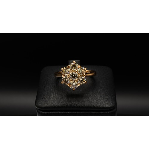 102 - AN 18CT ROSE GOLD SEVEN STONE DIAMOND CLUSTER RING, the round brilliant cut diamonds of 2.15 carats,... 