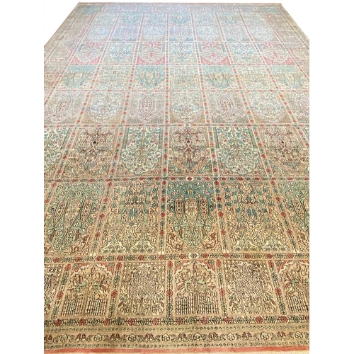 618 - FINE PURE SILK TEHRAN GARDEN DESIGN CARPET, 430cm x 292cm.