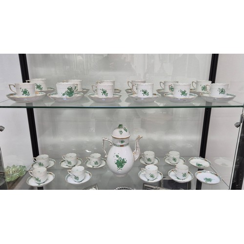 55 - HEREND PART COFFEE SERVICE APPONYI CHINESE BOUQUET, pattern comprising 12 large coffee cups with 16 ... 