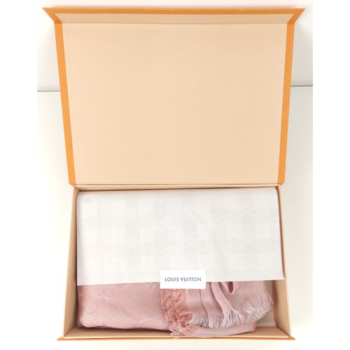 45A - LOUIS VUITTON SCARF, blend of materials, pink colour, the scarf is decorated with Louis Vuitton's ic... 