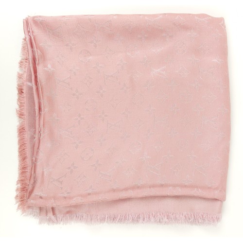 45A - LOUIS VUITTON SCARF, blend of materials, pink colour, the scarf is decorated with Louis Vuitton's ic... 