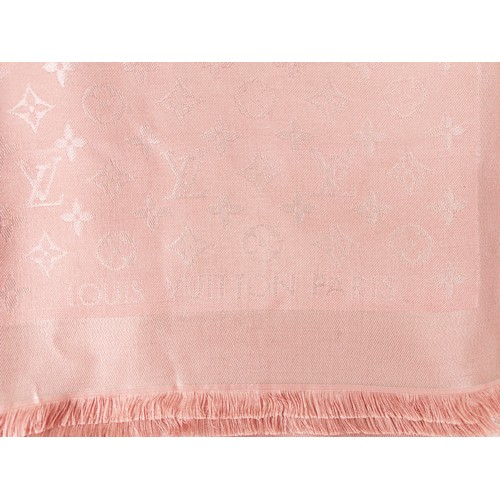 45A - LOUIS VUITTON SCARF, blend of materials, pink colour, the scarf is decorated with Louis Vuitton's ic... 