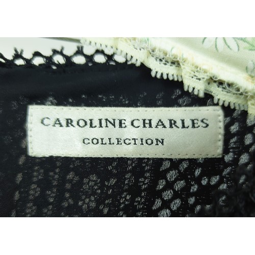 19 - CAROLINE CHARLES LACE DRESS, size 10 Uk, zippered at the back, together with Moschino blazer from Ch... 