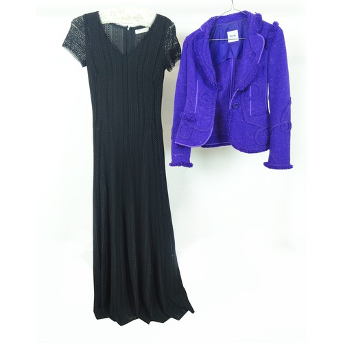 19 - CAROLINE CHARLES LACE DRESS, size 10 Uk, zippered at the back, together with Moschino blazer from Ch... 