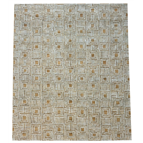 104 - FINE ART DECO DESIGN JUTE AND BAMBOO SILK CARPET, 305cm x 254cm.