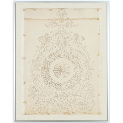 86 - A SET OF FOUR FRENCH ORIGINAL DESIGN DRAWINGS, for silk on tissue from Lyon, France
early 1800’s, mo... 