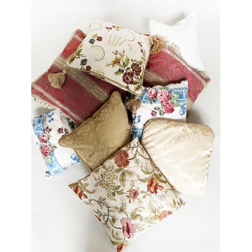 519 - CUSHIONS, a collection of ten, including silk embroidered, Brocade and Country House printed. (10)