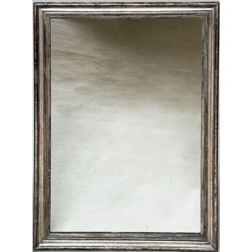 549 - WALL MIRROR, 19th century Italian silver rectangular moulded frame, 80cm x 109cm H.