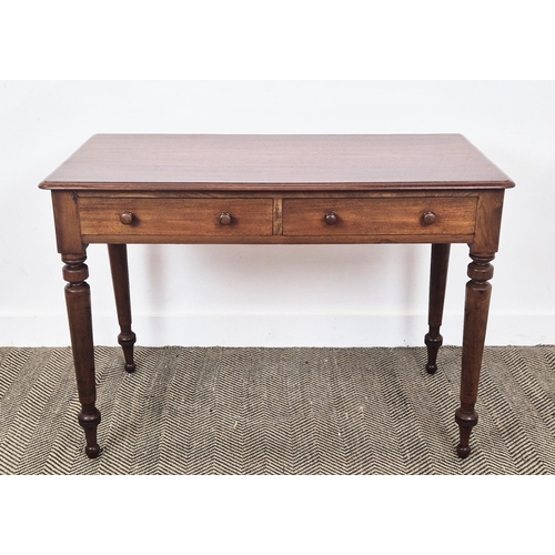 270 - WRITING TABLE, Victorian mahogany with two drawers, 75cm H x 107cm x 54cm.