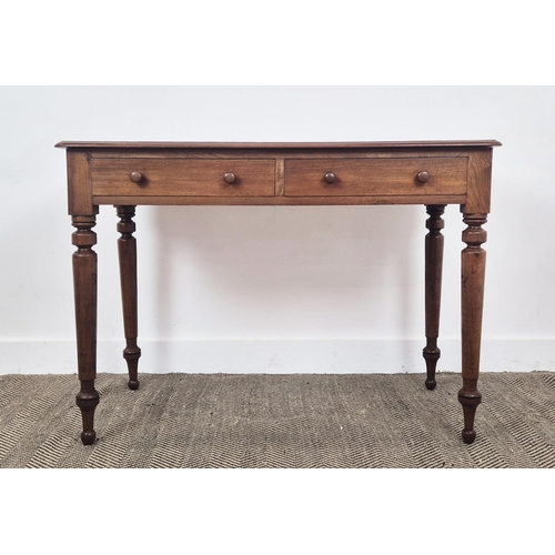 270 - WRITING TABLE, Victorian mahogany with two drawers, 75cm H x 107cm x 54cm.