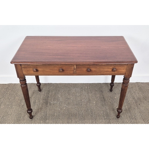 270 - WRITING TABLE, Victorian mahogany with two drawers, 75cm H x 107cm x 54cm.