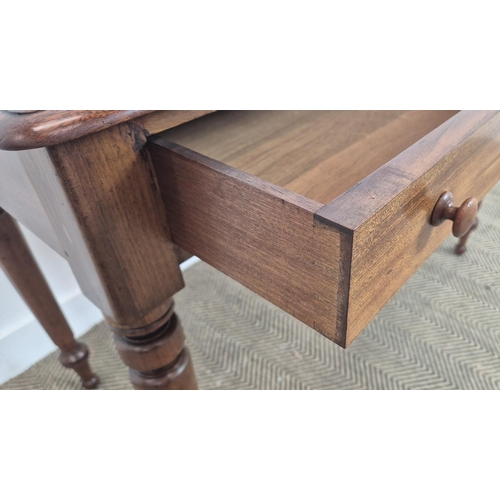 270 - WRITING TABLE, Victorian mahogany with two drawers, 75cm H x 107cm x 54cm.