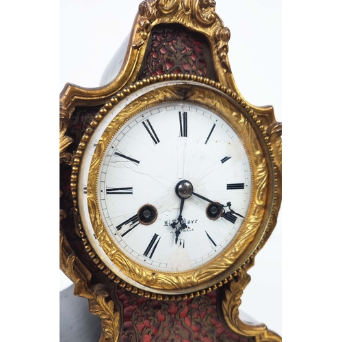 1 - BOULLE MANTLE CLOCK, 19th century French Leroy, with gilt metal mounts enamel face and figural mount... 