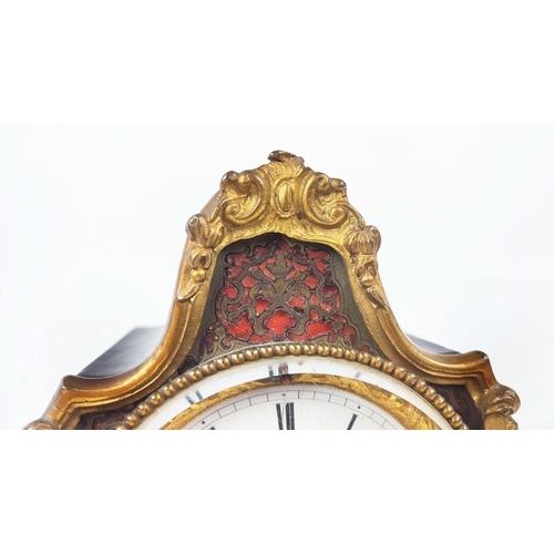 1 - BOULLE MANTLE CLOCK, 19th century French Leroy, with gilt metal mounts enamel face and figural mount... 