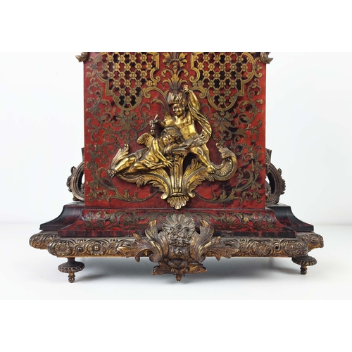 1 - BOULLE MANTLE CLOCK, 19th century French Leroy, with gilt metal mounts enamel face and figural mount... 