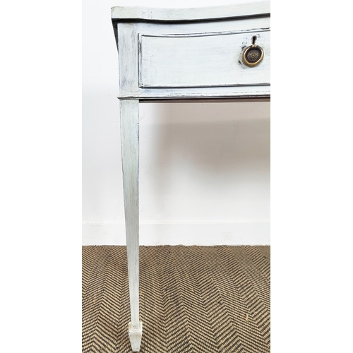 147 - SERPENTINE SIDE TABLE, Georgian style painted with two drawers, 46cm D x 86cm H x 99cm W.